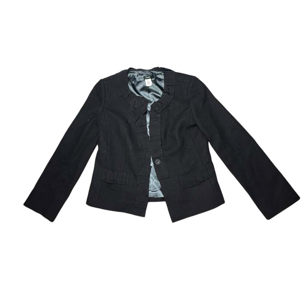 J.Crew Black Ruffled Blazer Jacket Size 6
